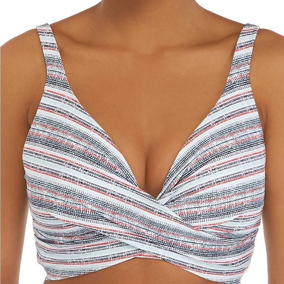 New Directions Laguna Striped Swim Top - Picture 1 of 9
